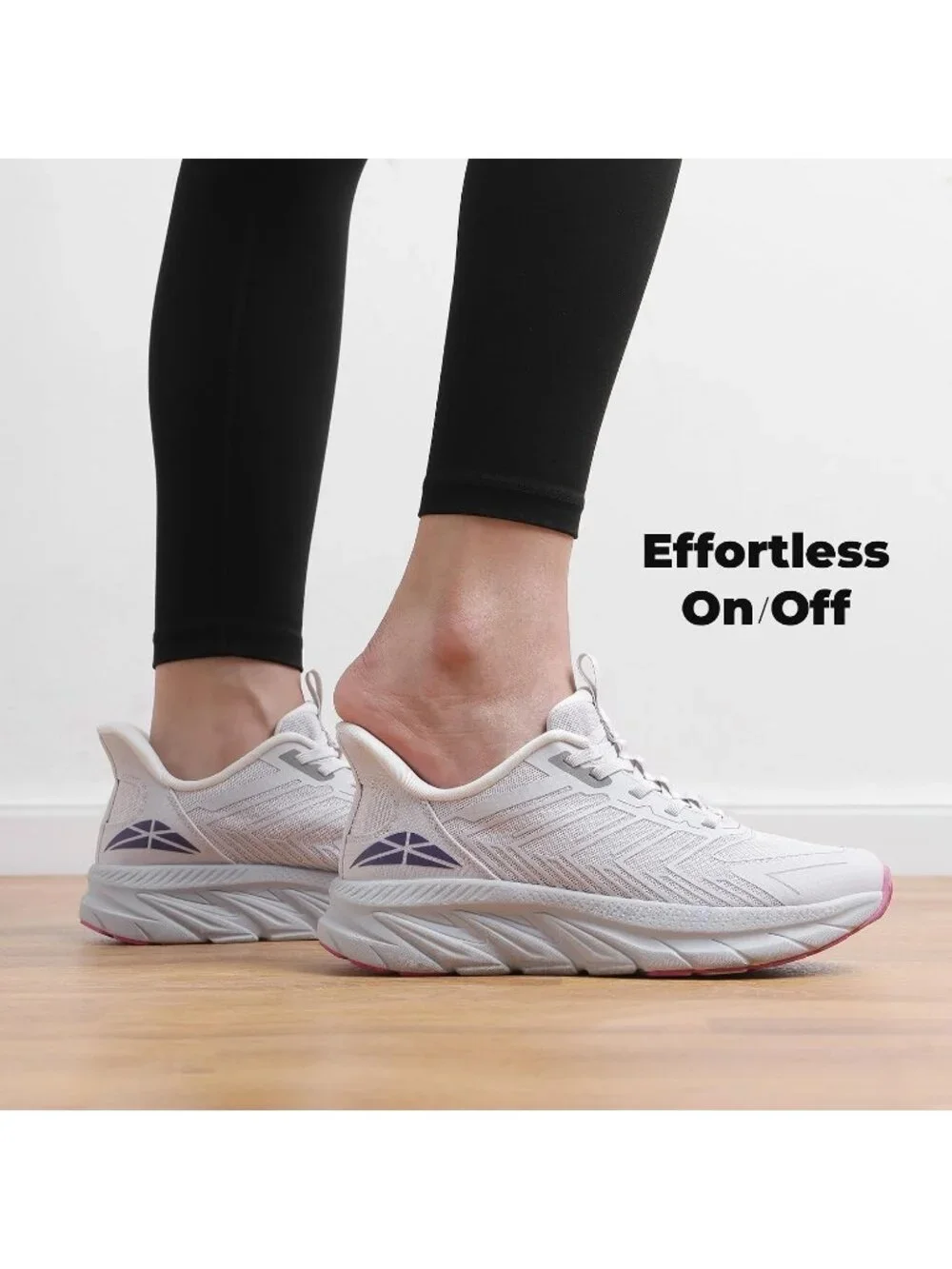 Women's Light Grey Shoes Non Slip Pull On Round Toe Athletic Tennis Sneakers